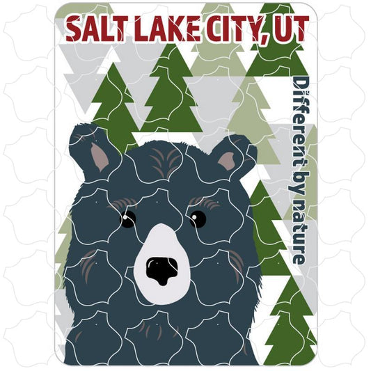 Salt Lake City, Utah Minimalist Bear and Pine Trees