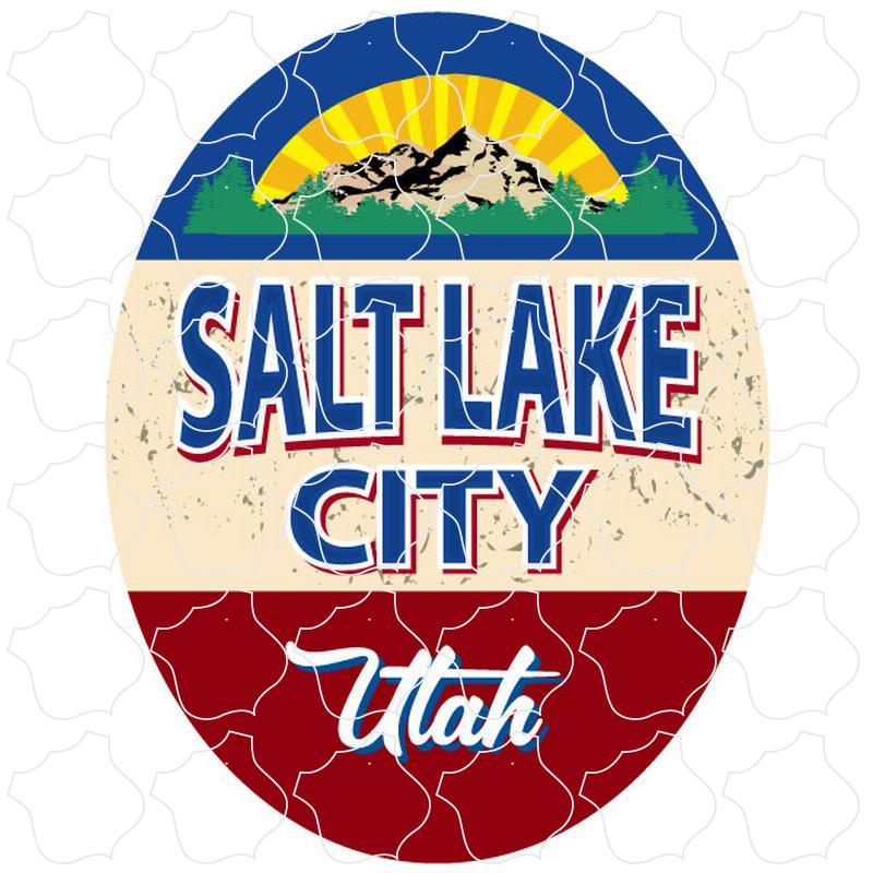 Salt Lake City, Utah Blue White & Red Stripe Oval