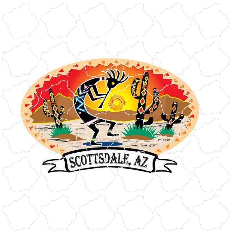 Scottsdale Kokopelli Desert Scene Banner Oval