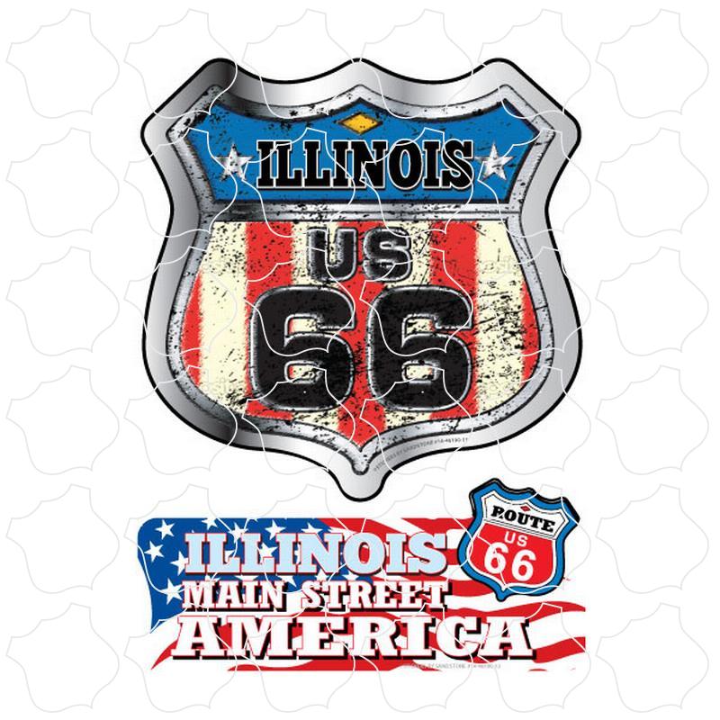Illinois US 66 Flag Shield