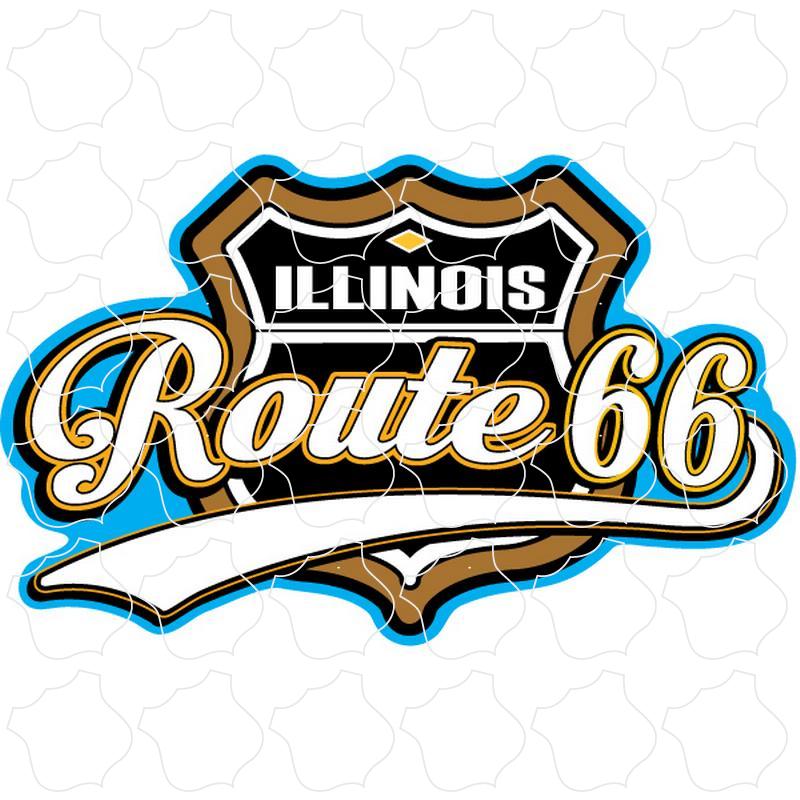 Illinois Route 66 Blue & Brown Shield