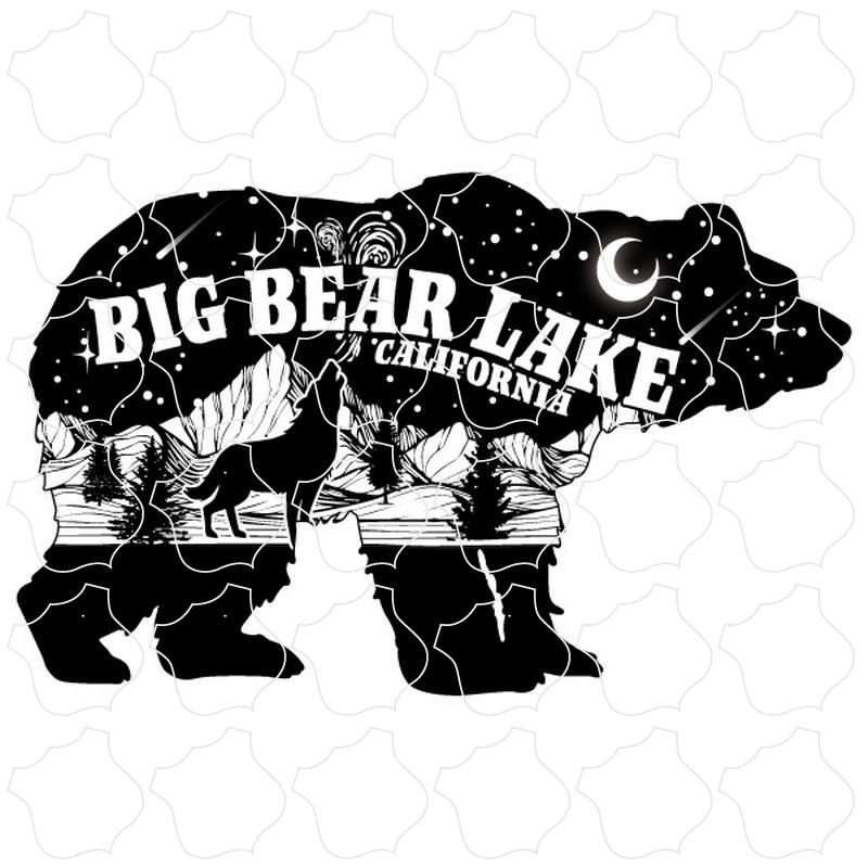 Big Bear Lake, California Bear with Mountain Night Scene inside