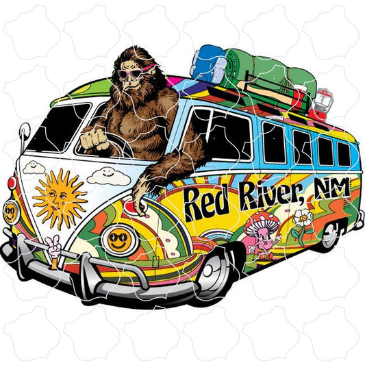 Red River, NM Bigfoot Driving Hippie Van Bus