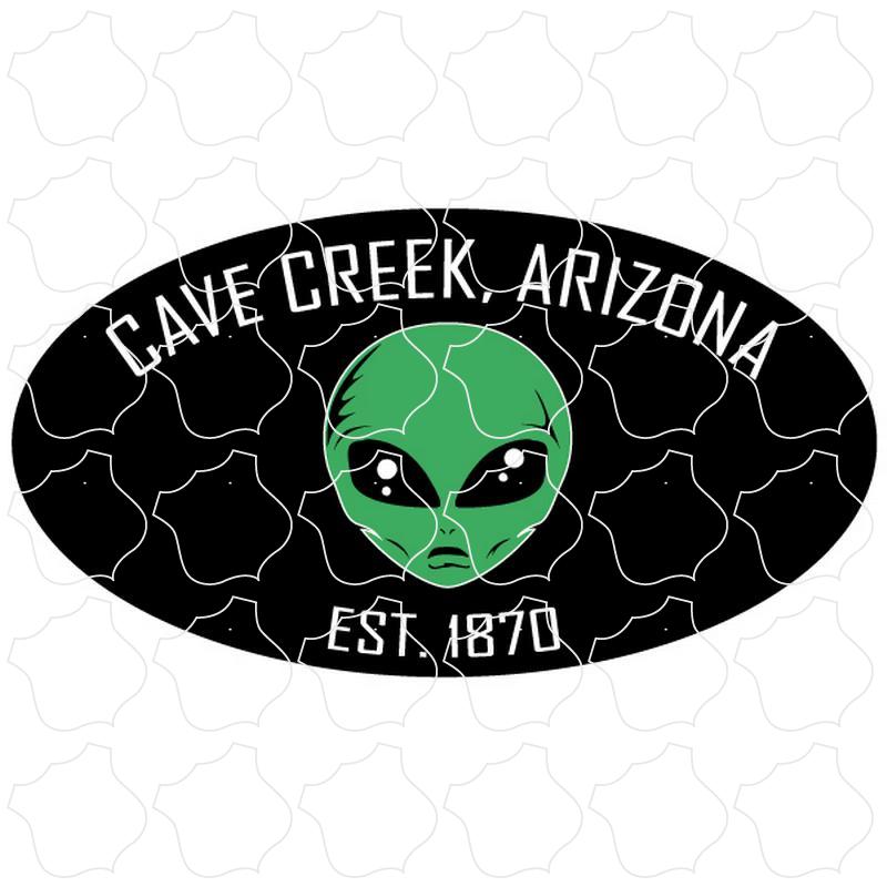 Cave Creek, Arizona est. 1870 Alien Head Black Euro Oval