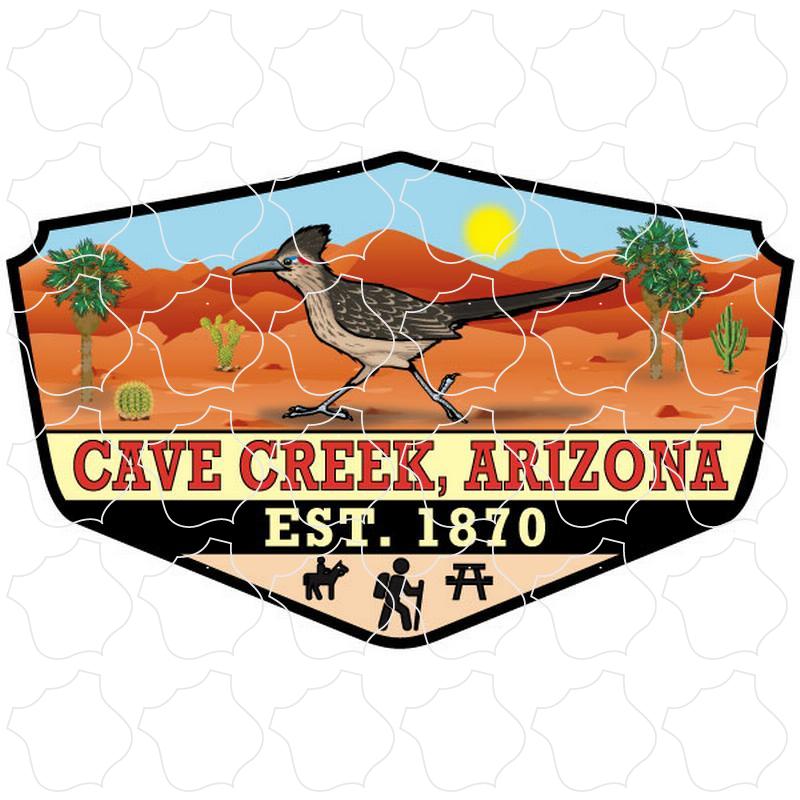 Cave Creek, Arizona est. 1870 Roadrunner Shield