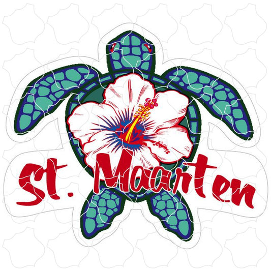 St. Maarten Blue Turtle with White Flowers