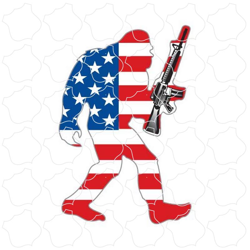 Novelty Big Foot American Flag with gun