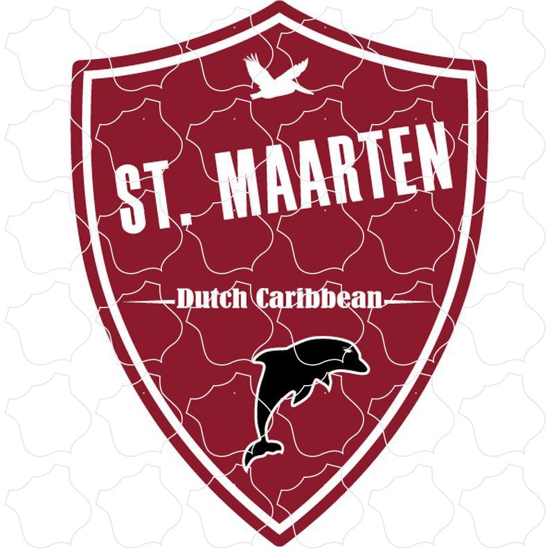 St. Maarten Dutch Caribbean Red Dolphin Shield