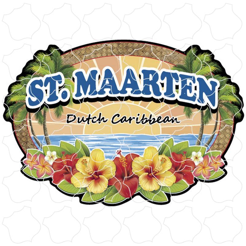 St. Maarten Dutch Caribbean Wicker Hibiscus Oval
