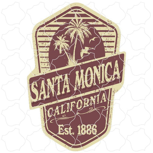 Santa Monica California Maroon & Cream Shield