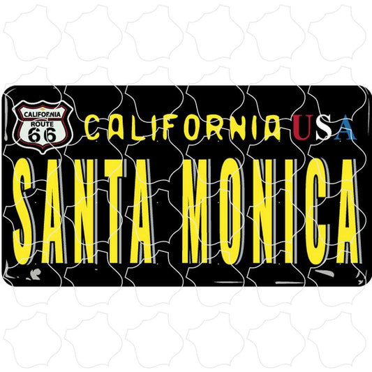 Santa Monica Retro Black License Plate