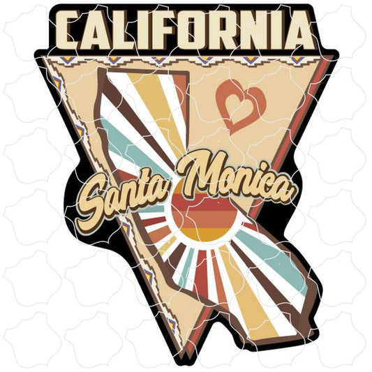 Santa Monica State of CA Triangle Sun Shape and Heart