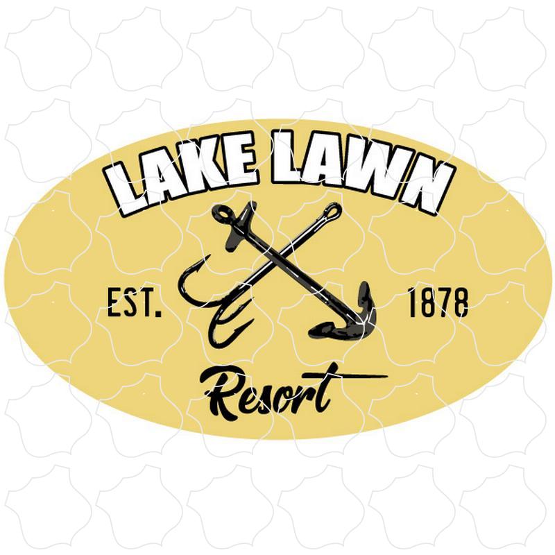 Lake Lawn Resort est. 1878 Fishing Hook and Anchor Oval