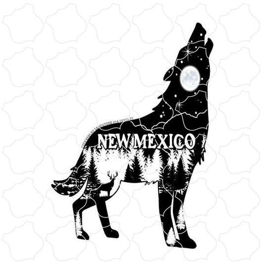 New Mexico Wolf Howling Mountain scene inside Black and White