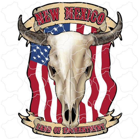 New Mexico Flag Steer Skull